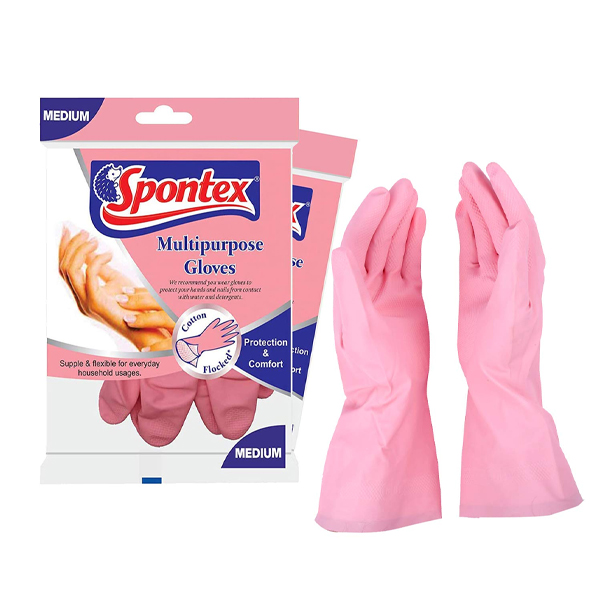 Size 8-8.5 Spontex Comfort Deluxe Gloves with Knitted Cotton Lining Machine-Washable 1 Pair 